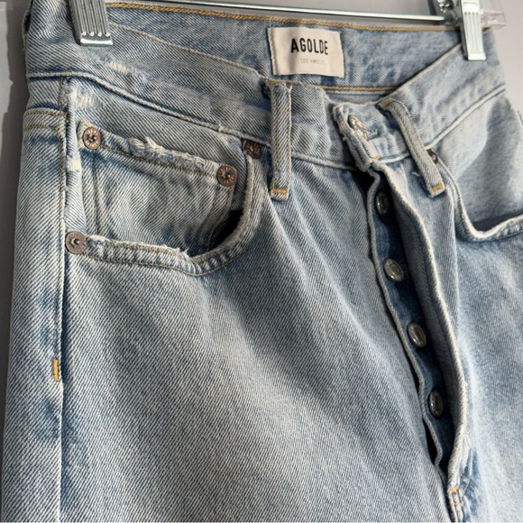 AGOLDE Fitted 90s Straight Leg Jeans 24 PINCH FLSHBK High Rise Distressed Rigid - Picture 9 of 16